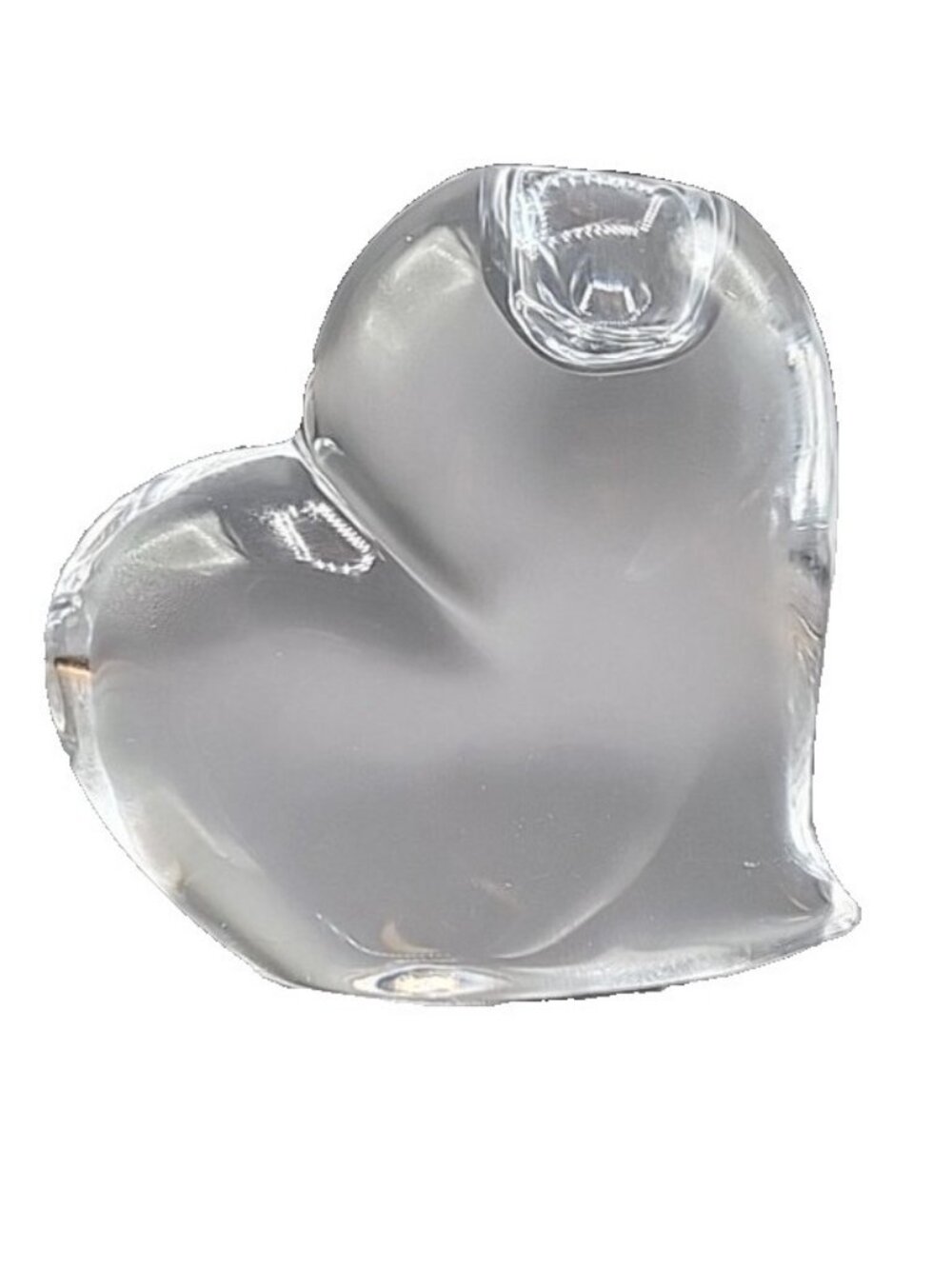 VTG Rogaska Heavy Lead Crystal Heart Paper Weight Candle Holder Slovenia Signed